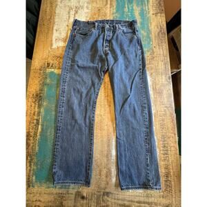 Levis Jeans Men 34x30 Blue 501 Button Fly Classic Straight Medium Wash